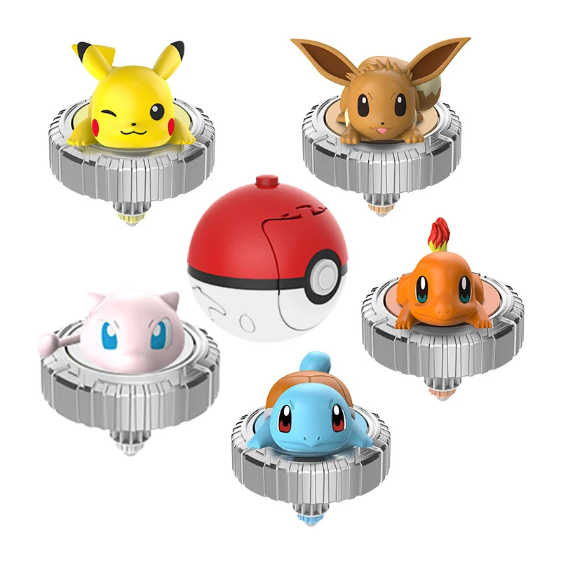 Pokemon Figure Battle Spinning Top Pikachu Pokeball Charmander Squirtle Mew Eevee Interactive Pvp Game Giocattoli Per Bambini Regali Di Compleanno