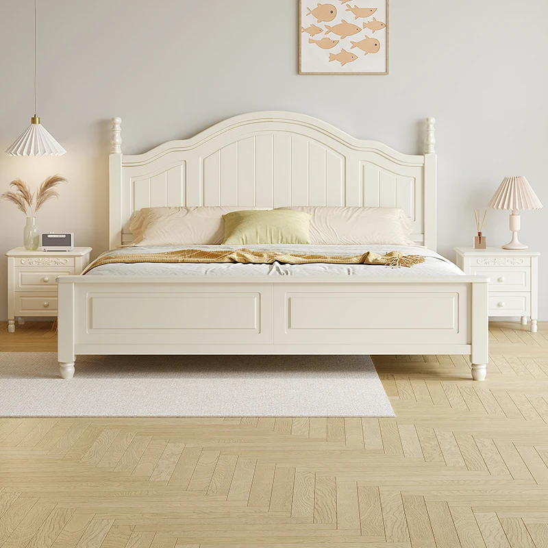 

King Size Designer Double Bed Simple Modern White Girls Bedroom Twin Bed Queen Floor Camas Matrimonial Nordic Furniture