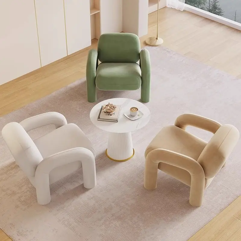 Creative Single Sofa Italian Minimalist Meeting Table Chair Set Designer Armchair Lounge One Table Two Chairs Hotel Furniture
