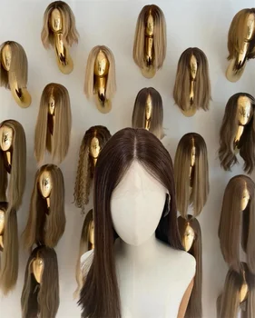 26inch Highlight Blonde Straight 180Density 5x5 Silk Base Glueless Jewish Human Hair Wig Baby Hair HD Lace European Preplucked