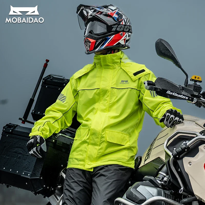 MOBAIDAO Adult Unisex Motorcycle Raincoat Rainstorm Split Waterproof Raincoat Cycling Equipment Outdoor Moto Bike Jacket Pants