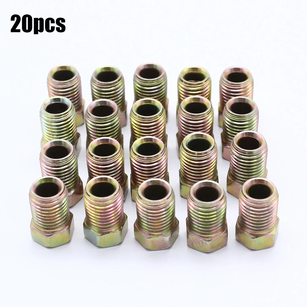 20 Pieces 3/8-24 Inverted Flare Tube Nuts Fits For 3/16 Inch Tube Brake Line Zinc Tube Nuts wanyifa titanium bolt m10x1 0 1 25mm pitch for brembo brake line