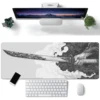 Black And White Comic Wind Sword Model Keyboard Mouse Pad Desk Mat, 3D Gaming Mouse Pad with Non-Slip Rubber Base Stitched Edges 1