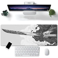Black And White Comic Wind Sword Model Keyboard Mouse Pad Desk Mat, 3D Gaming Mouse Pad with Non-Slip Rubber Base Stitched Edges 1