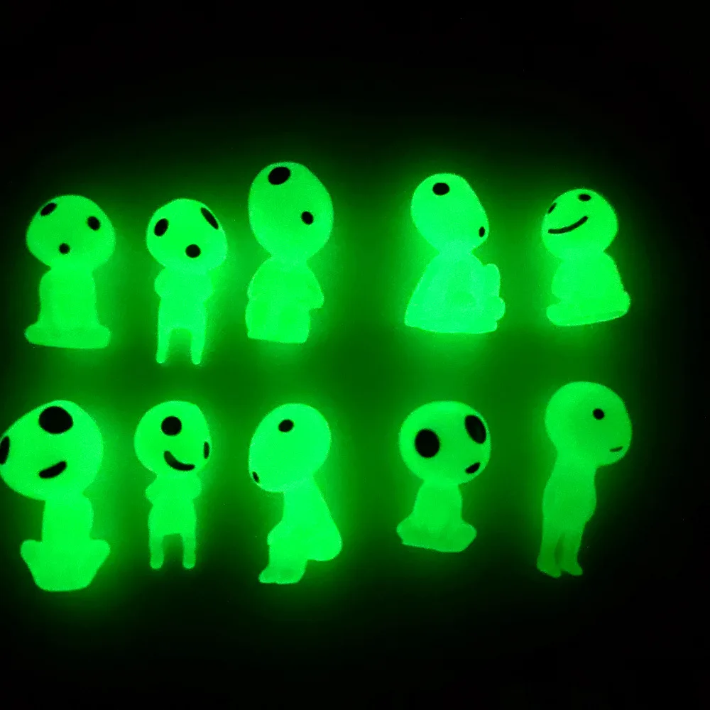 200pcs Luminous Tree Elves and Spirits Figures, Fairy Garden, Micro Landscape Ornament, Glowing in Dark, Miniature Flower, 10Pcs