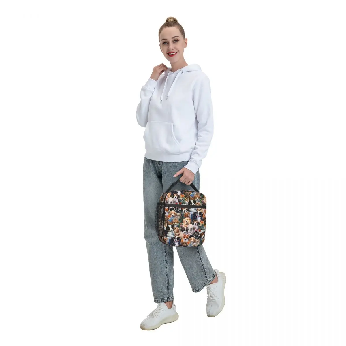 Cute Dachshund Border Collie Poodle Bulldog Collage Insulated Lunch Bag Portable Thermal Cooler Bento Box Kids School Children
