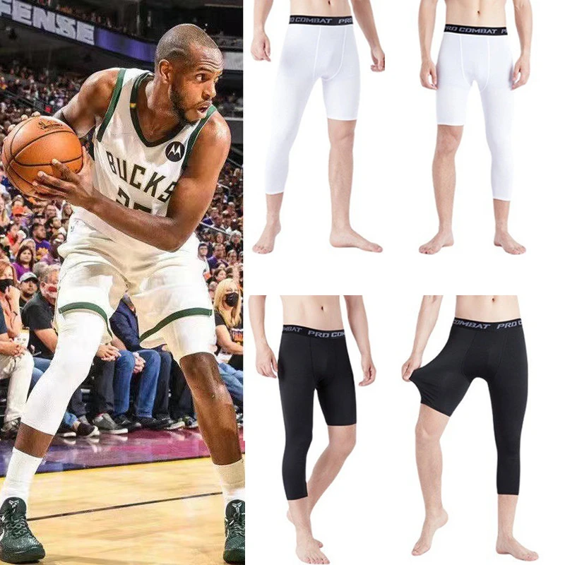 Men's Sports Leggings 3/4 Compression Pants Training Basketball Tights