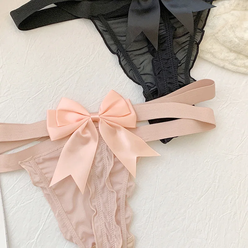 Spitze Sexy Mädchen Slips Frauen Höschen Nahtlose Bowknot G String Tanga Unterwäsche Niedrige Taille Weibliche Einstellbare Dessous – Detail 22