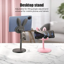 Pink Phone Holder Desktop Cell Phone Stand For iPhone 13 14 Samsung Smartphone Adjustable Lovely Rabbit Cartoon Table Support