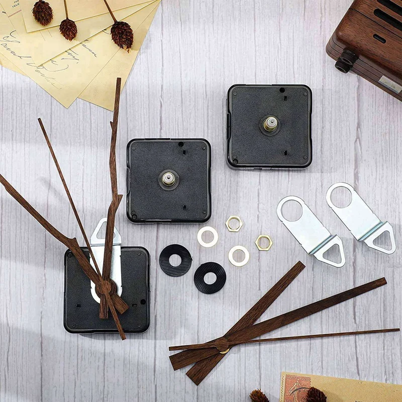 Quartz Clock Movement Mechanism Parts With 3 Types Of Walnut Wood Clock Hands Accessories for Repair