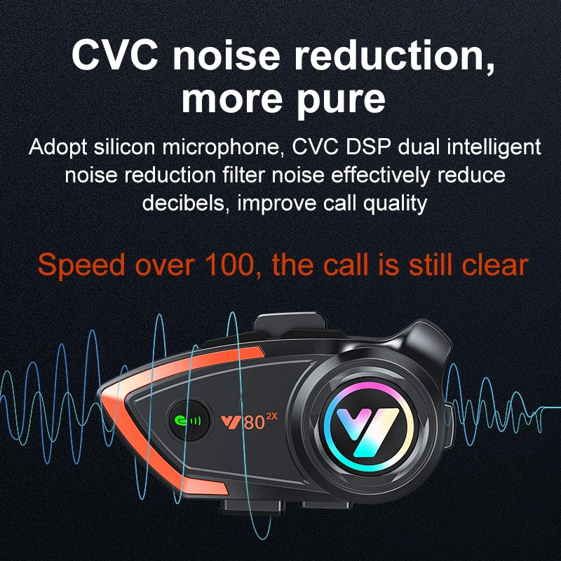 Y80 Motorcycle Helmet Intercom Bluetooth Waterproof