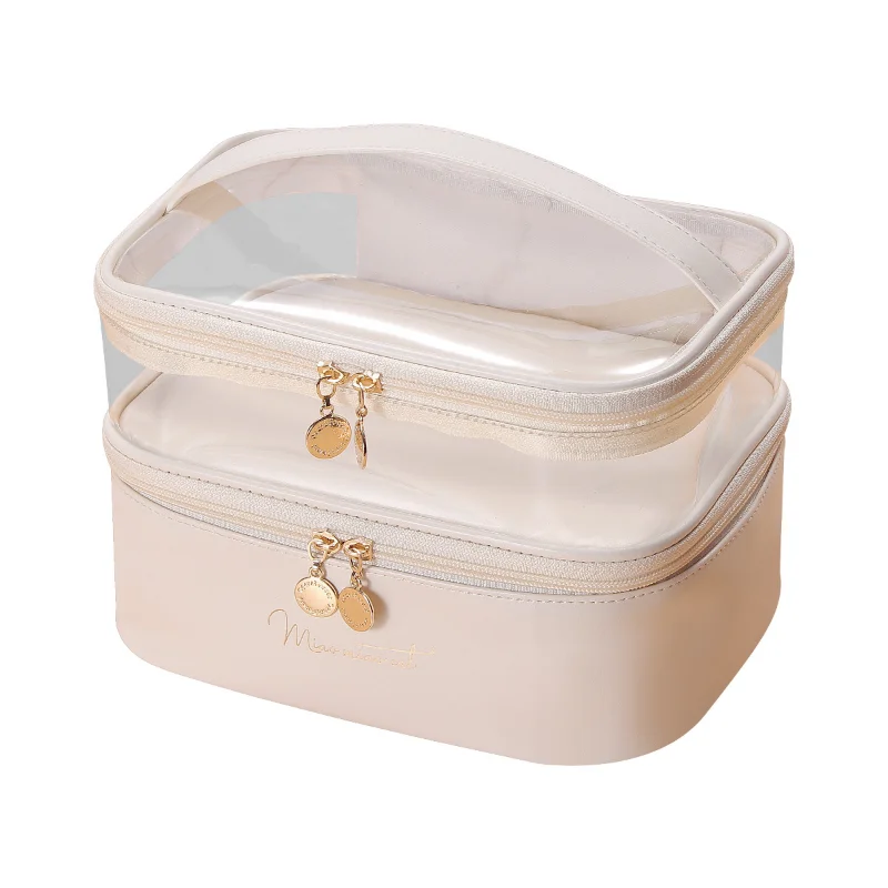 Multifunction Double Transparent Cosmetic Bag Women Make Up Case Big Capacity Travel Makeup Organizer Toiletry Beauty Storage