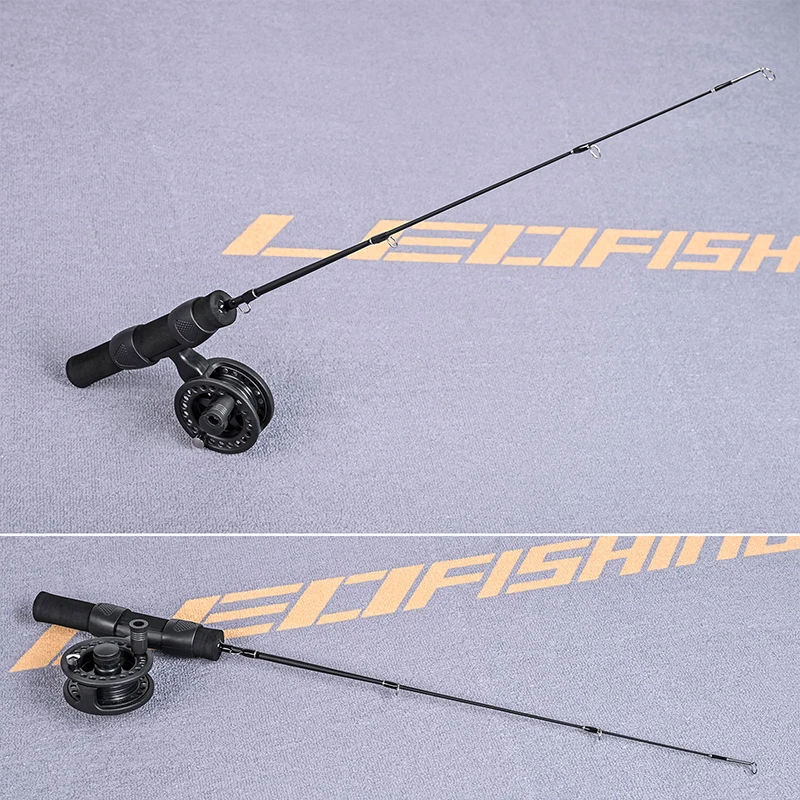 Black Single Section Ice Fishing Rod 51Cm Fishing Pole Winter Super Light  Carbon Fiber Fish Pole Gear Outdoor Ice Fishing Rod