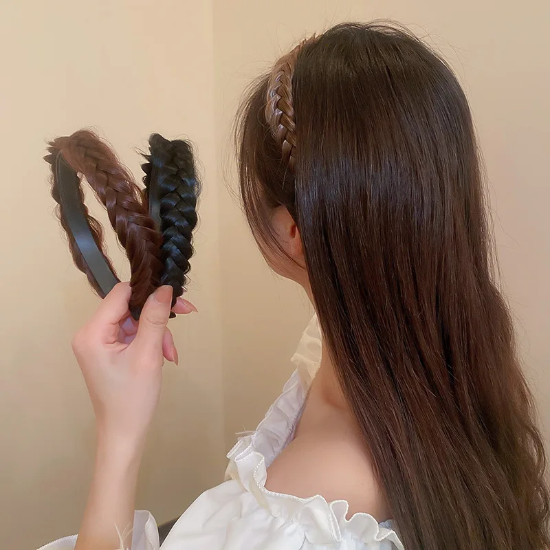 Lazy Hair Twist Headbands For Women Wide Fishbone Braids Hairbands Handmade Retro Head Hoop Hair Styling Accessories  Headwear