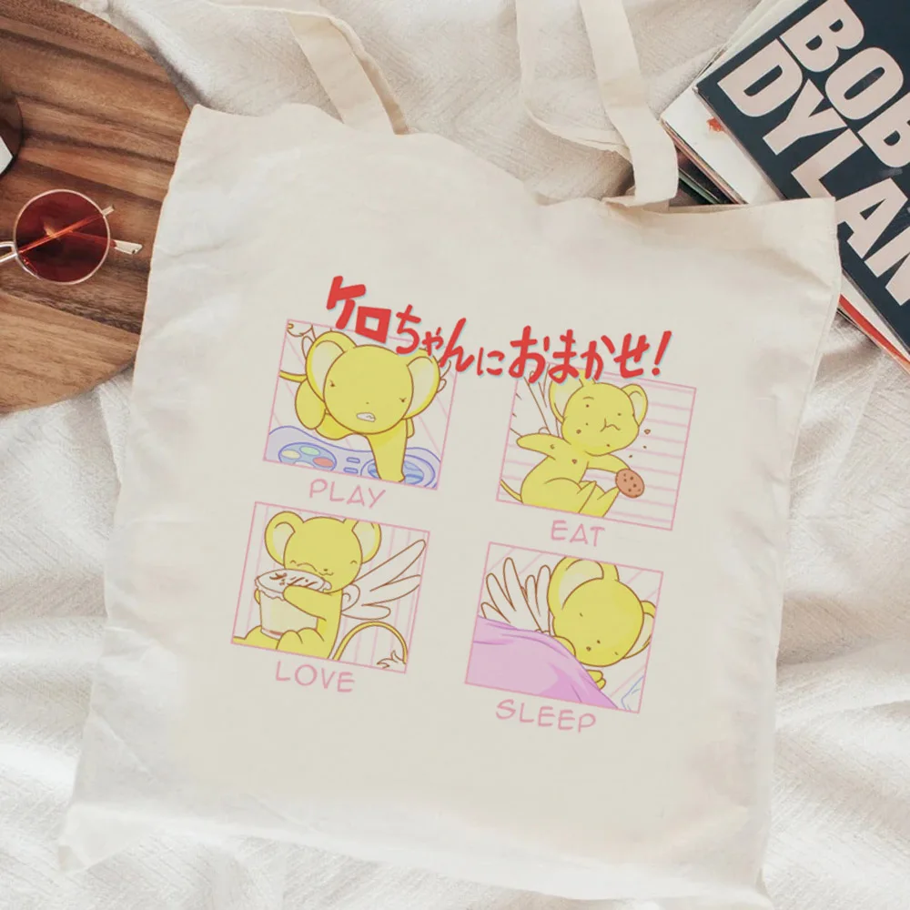 Card captor sakura einkaufstasche baumwolle recycling tasche bolso handtasche bolsas de tela jute tasche tasche reciclaje boods chappentas custom – Detail 6