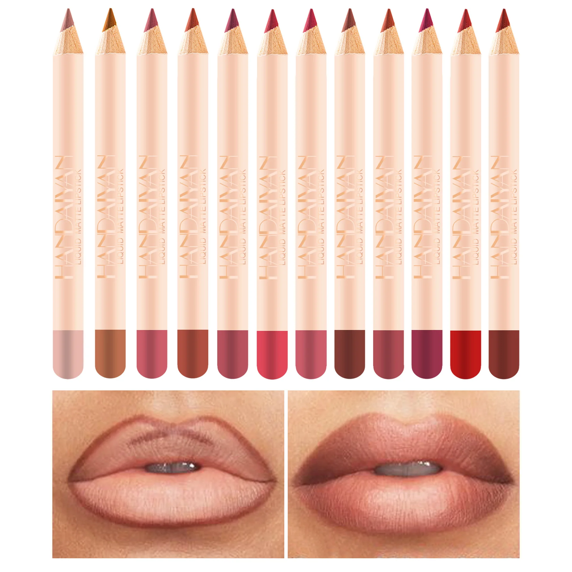 12 color/set matte mouth red lip liner pen easy to use velvet mist face lip gloss lasting lip liner lip liner pencil lipliner pencil