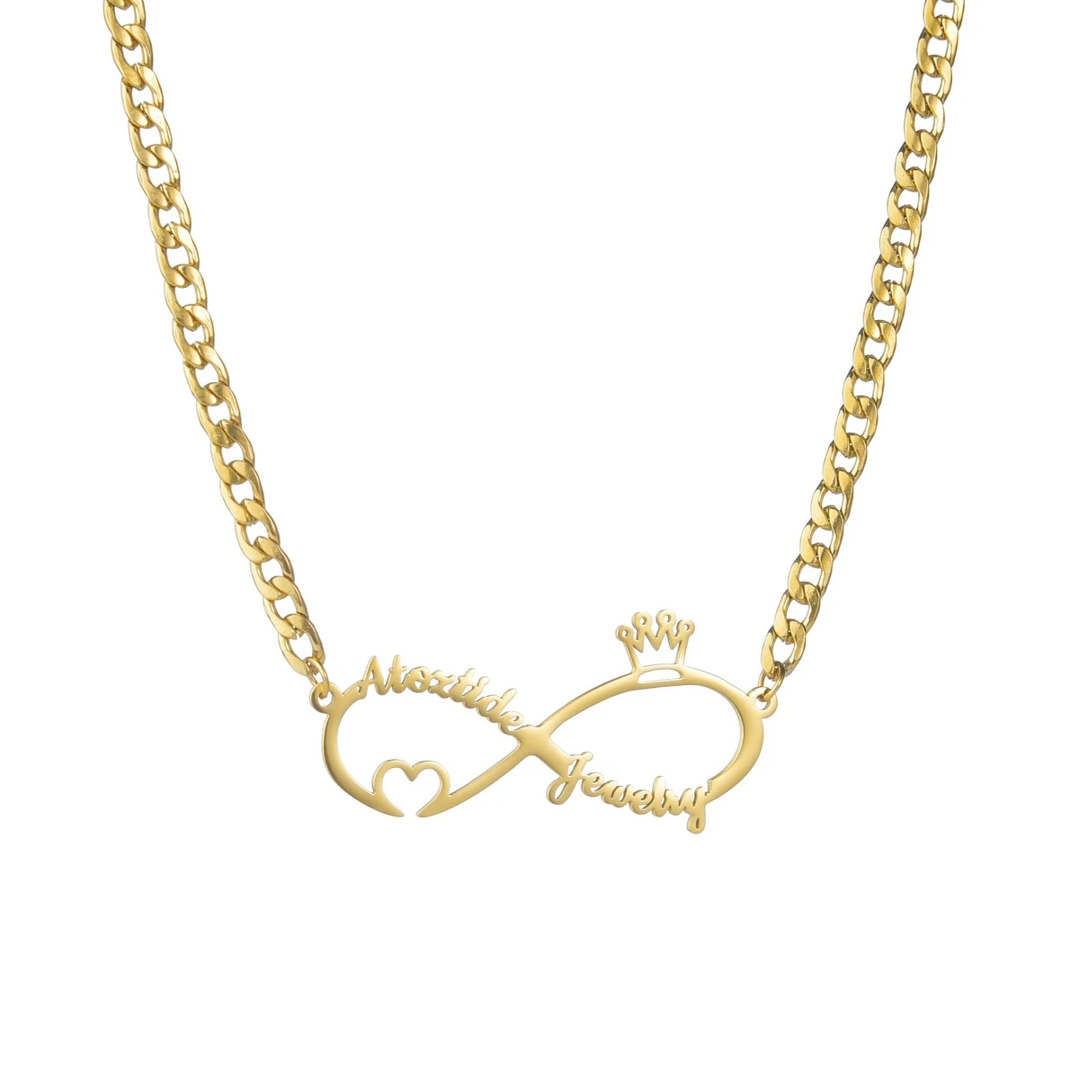 

Personalized Name Necklace Custom Stianless Steel Letter Crown Necklace Heart Infinity Symbol Jewelry Gift Birthday For Women