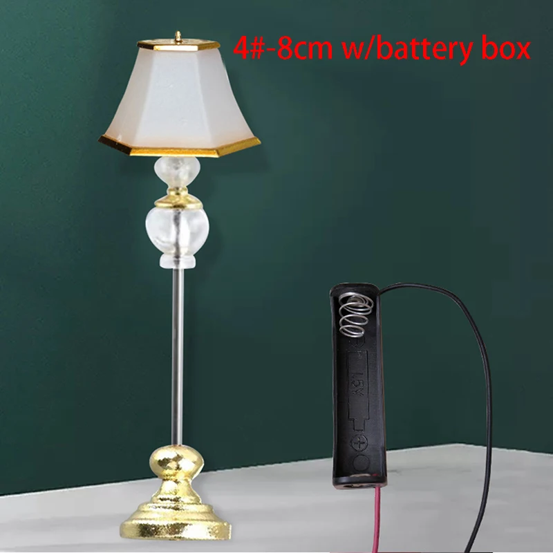 1:12 Dollhouse Retro European Style Mini LED Lamp Reading LED Table Light Lamp Wall Light Battery Powered Room Outdoor Decor Toy 5