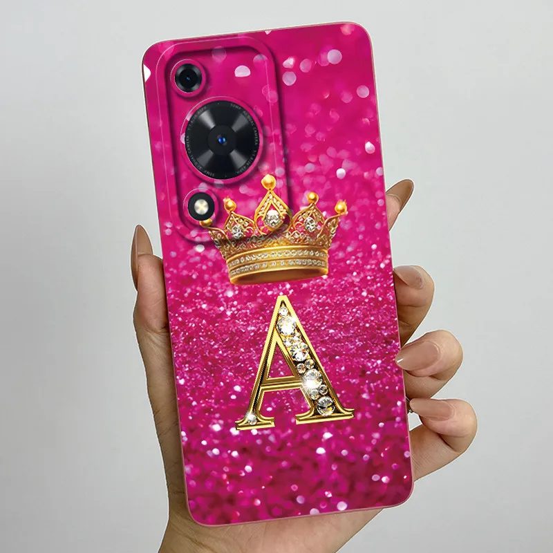 Crown Initial Letter Couple Phone Case - Soft Silicone TPU Lens Protective Casing