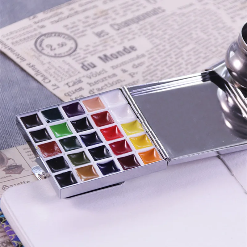 Mini Portable Paint Box Empty Box 10/16 Grid Palette Watercolor Moisturizing Student Artist Travel Painting Art Supplies,paint tray,color palette,watercolor palette