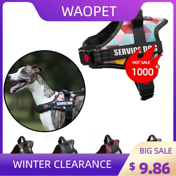 Service Dog Harness,No-Pull Emotional Support Pet Vest Harness,Reflective Breathable and Adjustable Pet Halters（Blue camouflage） 1