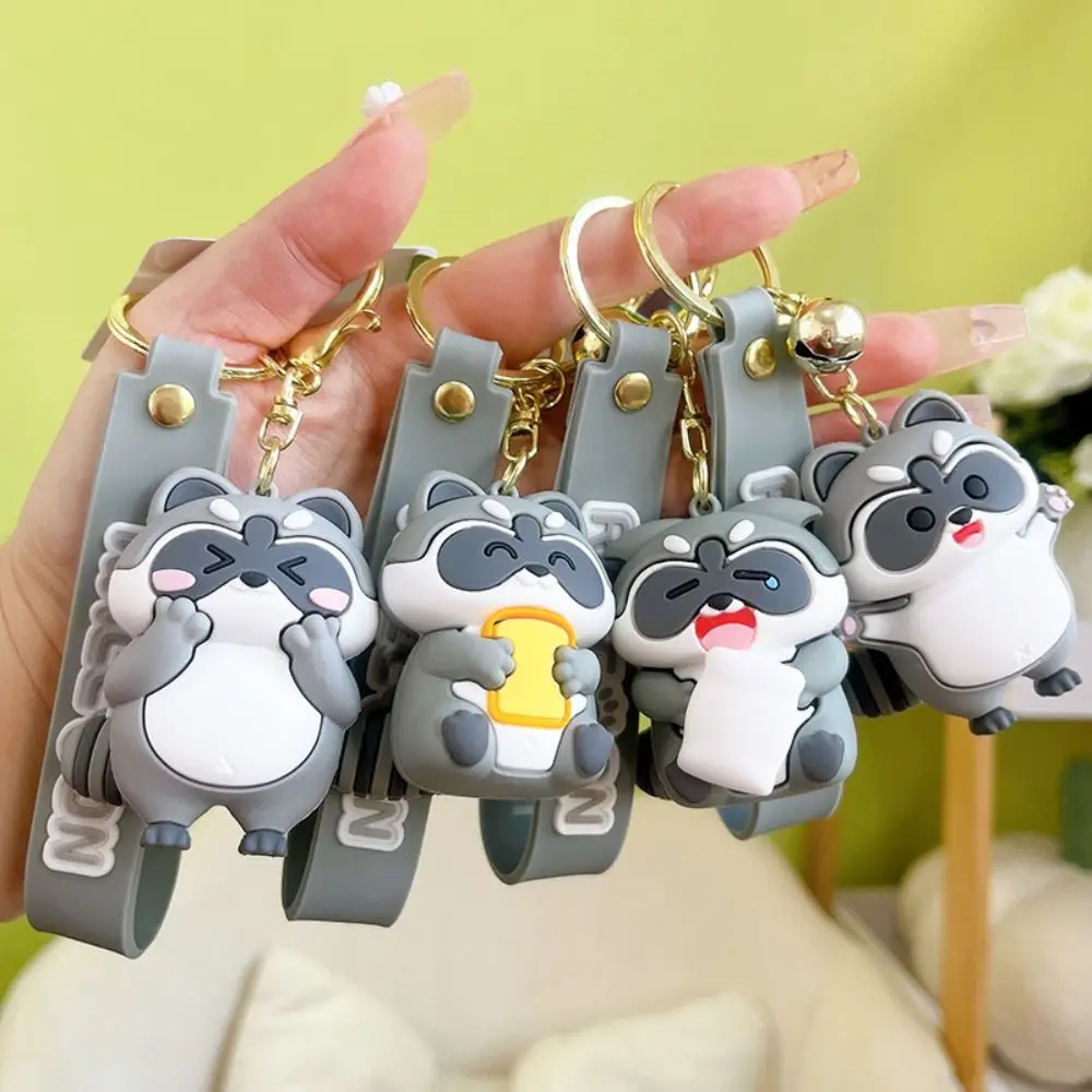 

Hanging Accessory Fashion Cute Earphone Case Alloy Kawaii Raccoon Keychain Backpack Decor Korean Kids Pendant Cartoon Keyring