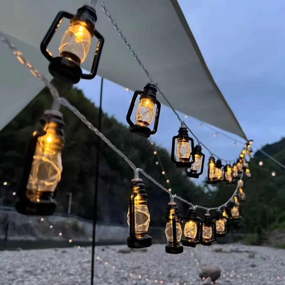 Solar Light LED Landscape Lighting Strings Courtyard Decorative Light Camping Lamp Vintage Kerosene Lamp Atmosphere For Garden Balcony Party