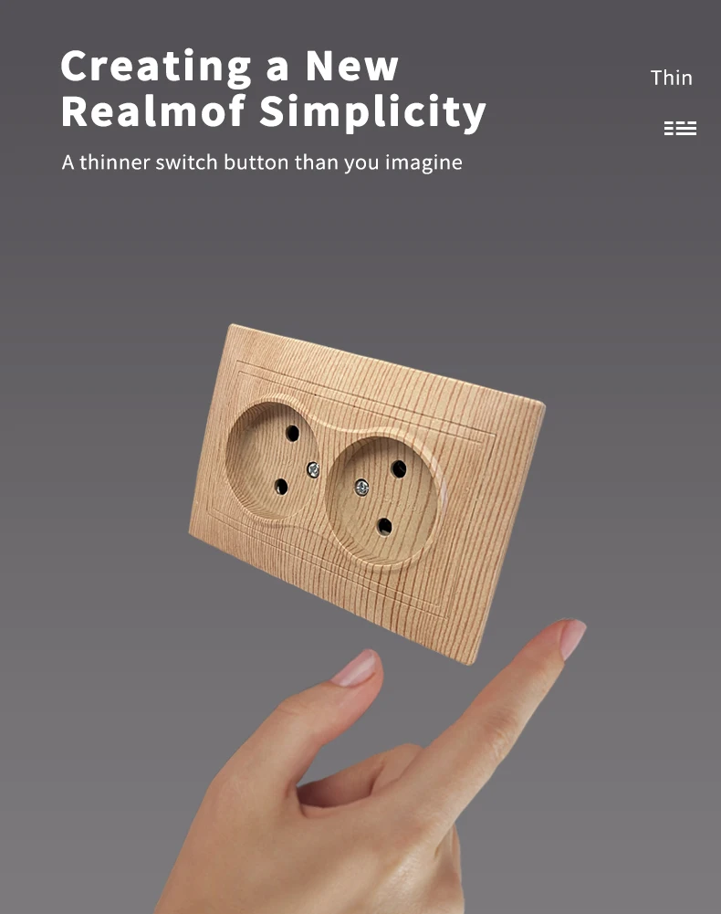 Description Picture 4 of itemWESA Wood Power Socket European Standard Wall Socket Electrical Outlett Not Ground Embedded Plug Flame Retardant Plastic Panel