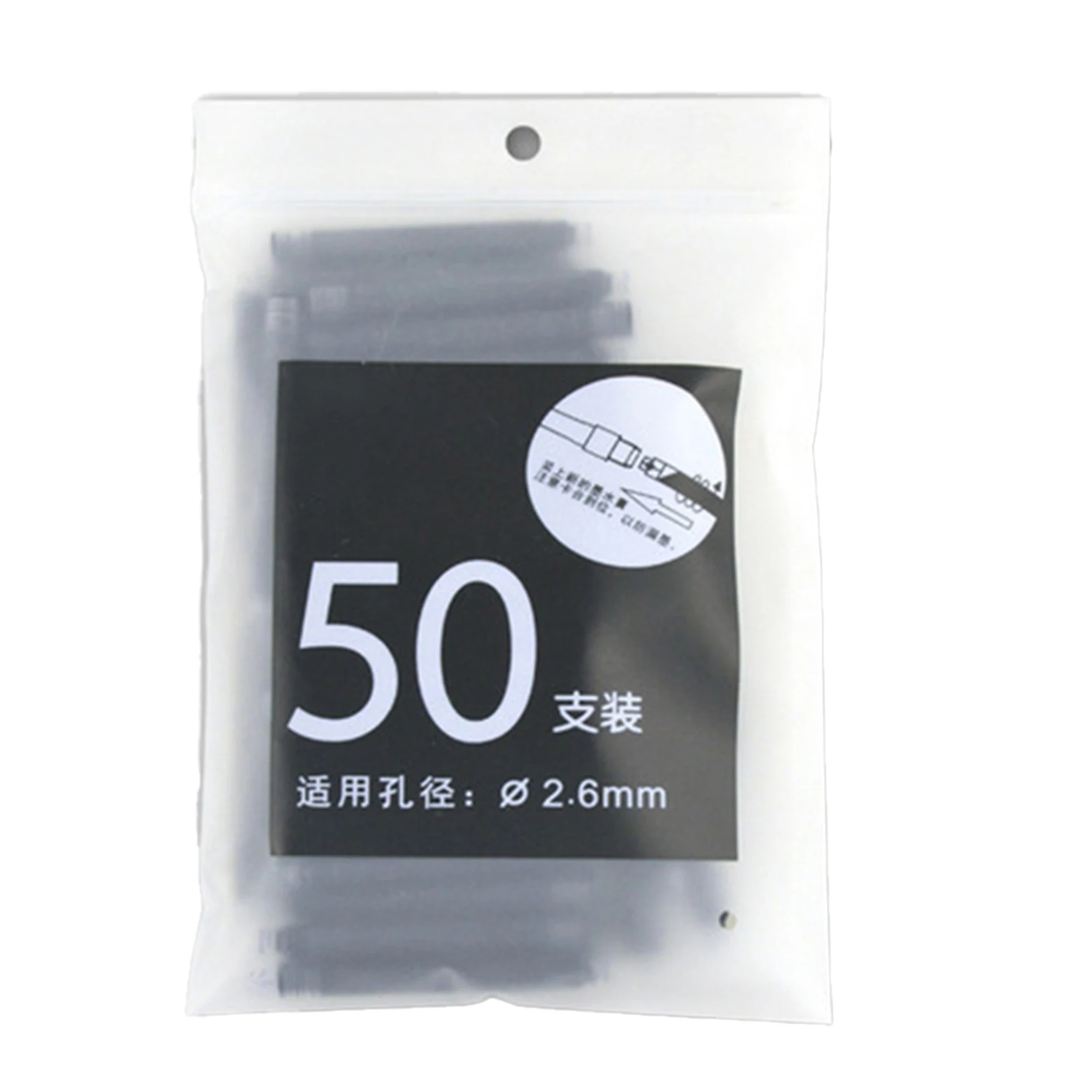 50pcs Black Universal Fountain Pen Metal Ink Pens Frosted Black 2.6mm Converter Filler Business Office School Supplies Writing 2