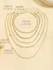 Colliers en chaîne de perles tressées simples, ton or, ensemble de colliers avec pendentif superposé pour femmes, usage quotidien et de fête, 5 pièces/ensemble