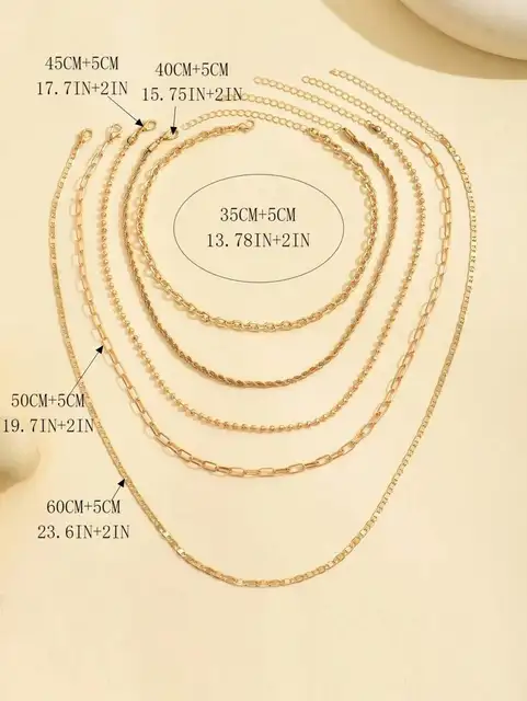 Colliers en chaîne de perles tressées simples, ton or, ensemble de colliers avec pendentif superposé pour femmes, usage quotidien et de fête, 5 pièces/ensemble