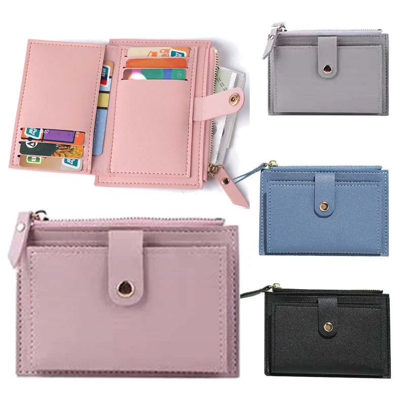 

Luxury Women Wallets Leather Female Purse Mini Hasp Solid Multi-Cards Holder Coin Short Wallets Slim Small Zipper Wallet Gift