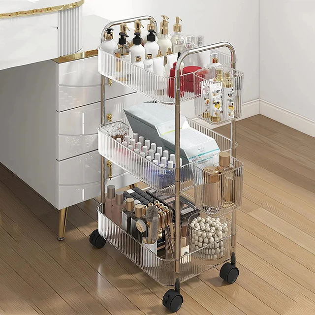 Acrylic Rolling Storage Rack Trolley | Crafted For Homes