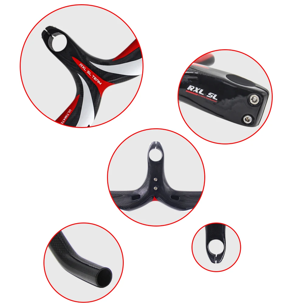 RXL SL Fahrrad Carbon-Rennlenker 3K Glänzend Fahrradlenker Ultraleichter Integrierter Lenker und Vorbau Carbon-Drop-Lenker – Detail 8