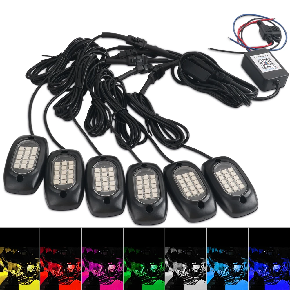 자동차 LED 섀시 조명, RGB 컨투어 분위기 조명, 크로스 컨트리 자동차 앰비언스 램프, 장식 램프 리모컨, 12V