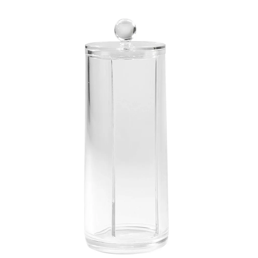 Cosmetic Organizer Compactor Transparent Container Make-Up Discs Diam 7.5 X 20h Cm Tube Organizer With Lid Home Appliance 3