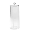 Cosmetic Organizer Compactor Transparent Container Make-Up Discs Diam 7.5 X 20h Cm Tube Organizer With Lid Home Appliance 3
