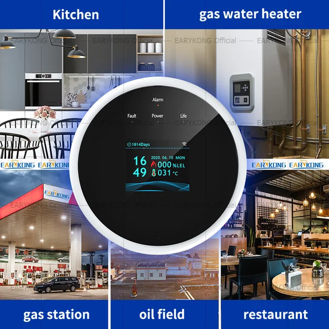 Tuya Wifi Natural Gas Leakage Detector Sensor Smart Alarm Gas Fire Security Digital LED Temperature Display for Home Kitchen - Image 4
