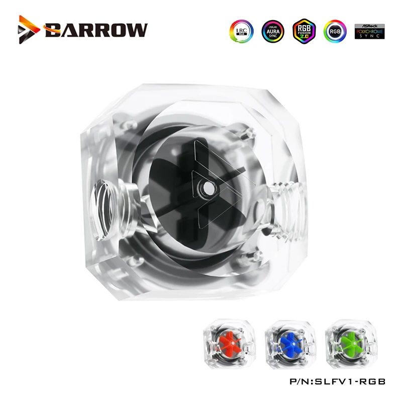 Barrow Computador Água Resfriamento Flow Velocity Meter Acrílico Rolamento de Cerâmica 5v Argb Flow Indicator Preto Verde Vermelho Azul Slfv1-rgb