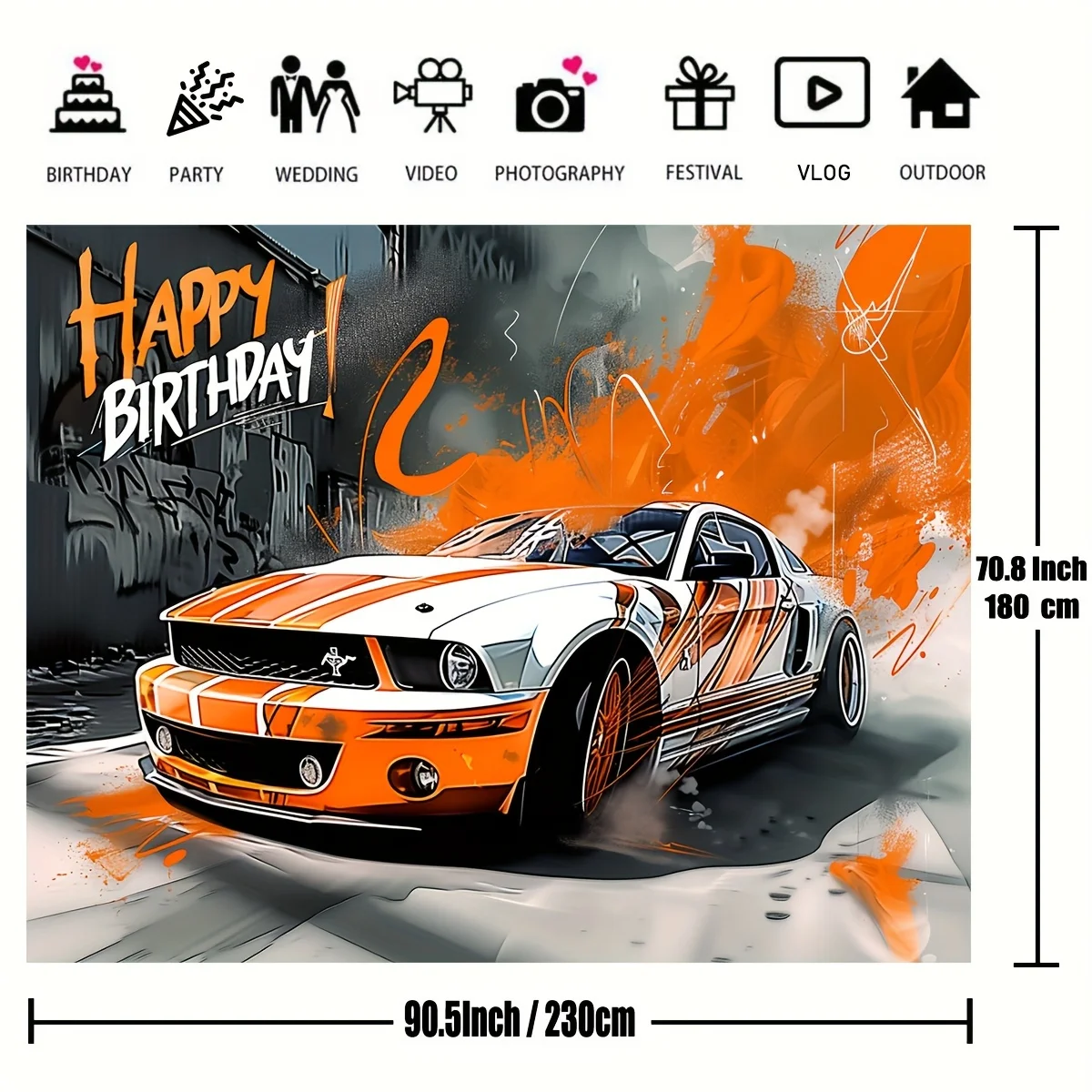 FT 레이싱 레드 생일 축하 배경 사진 소품, 폴리에스테르 직물 장식 천, 파티 홈 장식 용품