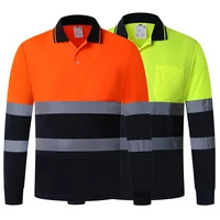 Hi Vis Yellow Navy Long Sleeve Safety Polo