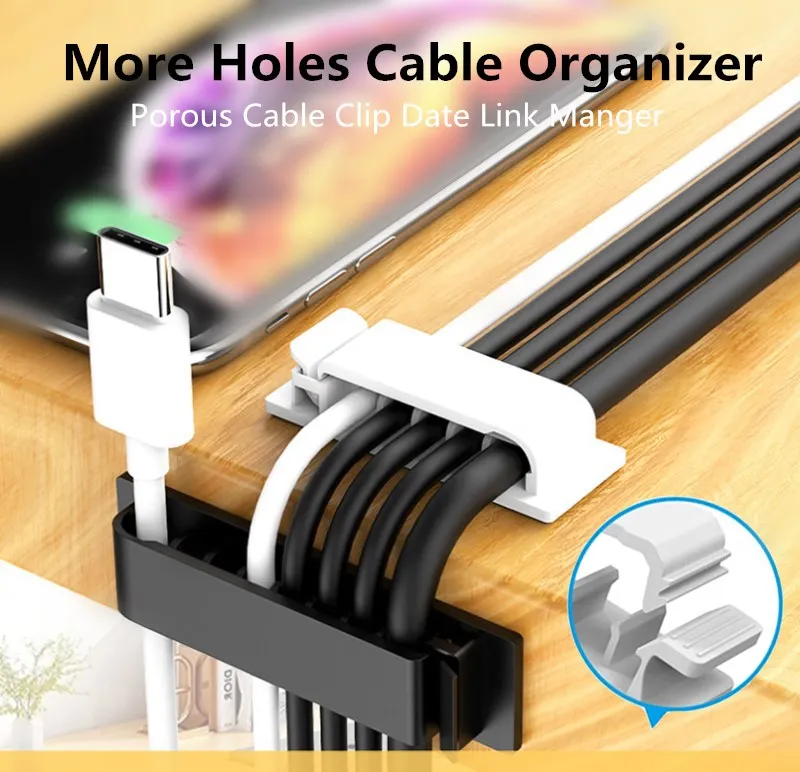 

Multipurpose Holes Cable Organizer Clips Wire Winder Cord Management USB Charger Holder For Mouse Keyboard Car Protector Manager