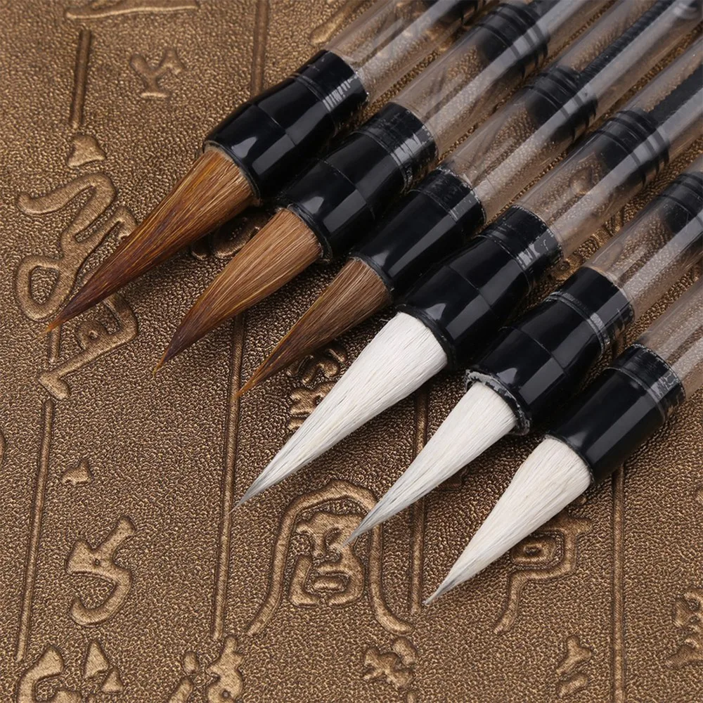 6Pcs 피스톤 필 디자인 워터 브러쉬 펜 초보자 친화적 L/M/S 사이즈 중국어 브러쉬 펜 재사용 가능 리필 가능 서예 워터 펜