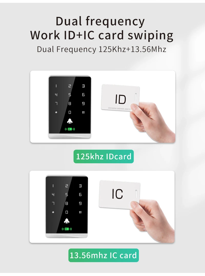 Dual RFID 125Khz+13.56MHz NFC Reader Outdoor Access Control Keypad IP67 Waterpro