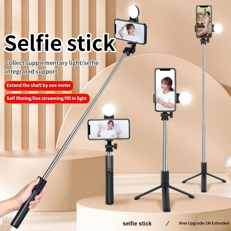 Selfie Stick Tripod Photo God 360 Degree Rotation Cell Phone Shooting Stabilizer Bluetooth Control Portable With LED Light