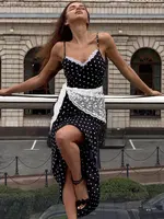 Tossy Lace Patchwork Printed Long Dress For Women Summer Slim Fashion V-Neck Spaghetti Backless Dress Female Halter Dresses 2025 - Image 3