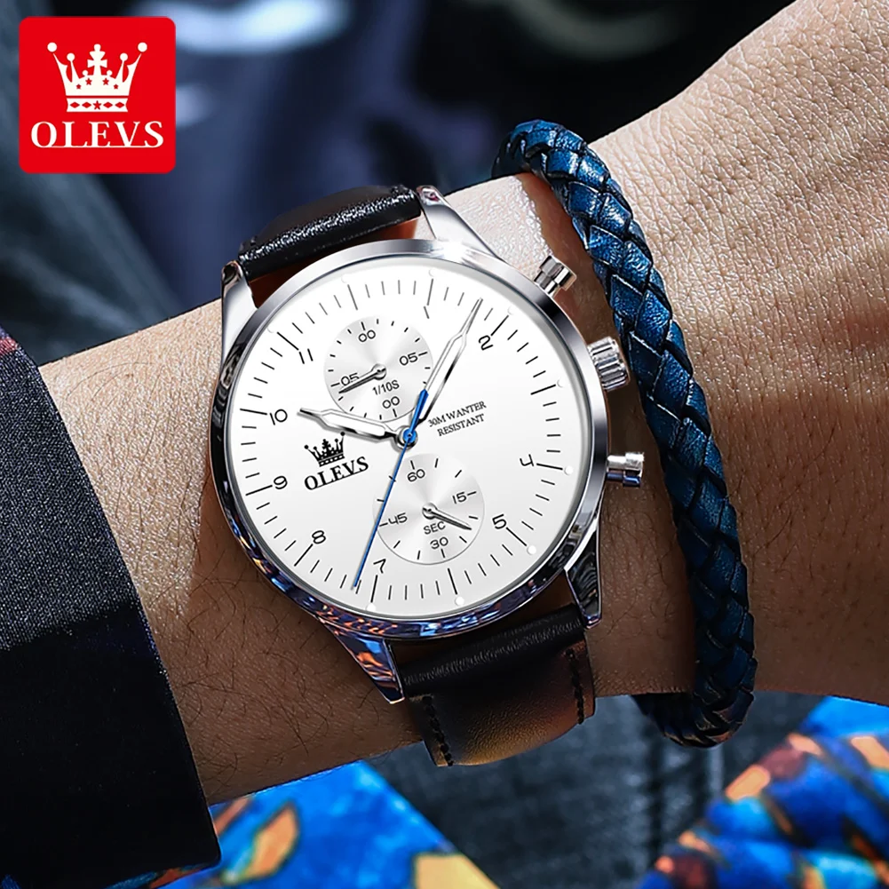 OLEVS Original Men's Watches Top Brand Chronograph Quartz Watch for Men Waterproof Luminous Date Male Wristwatch Casual Luxury