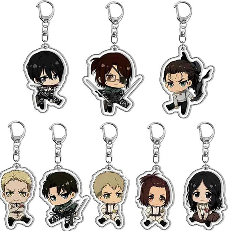 

1Pc Anime Attack On Titan Figure Keychain Levi Ackerman Eren Jaeger Cosplay Car Keyring Bag Pendant Fan Collection Toy Gift