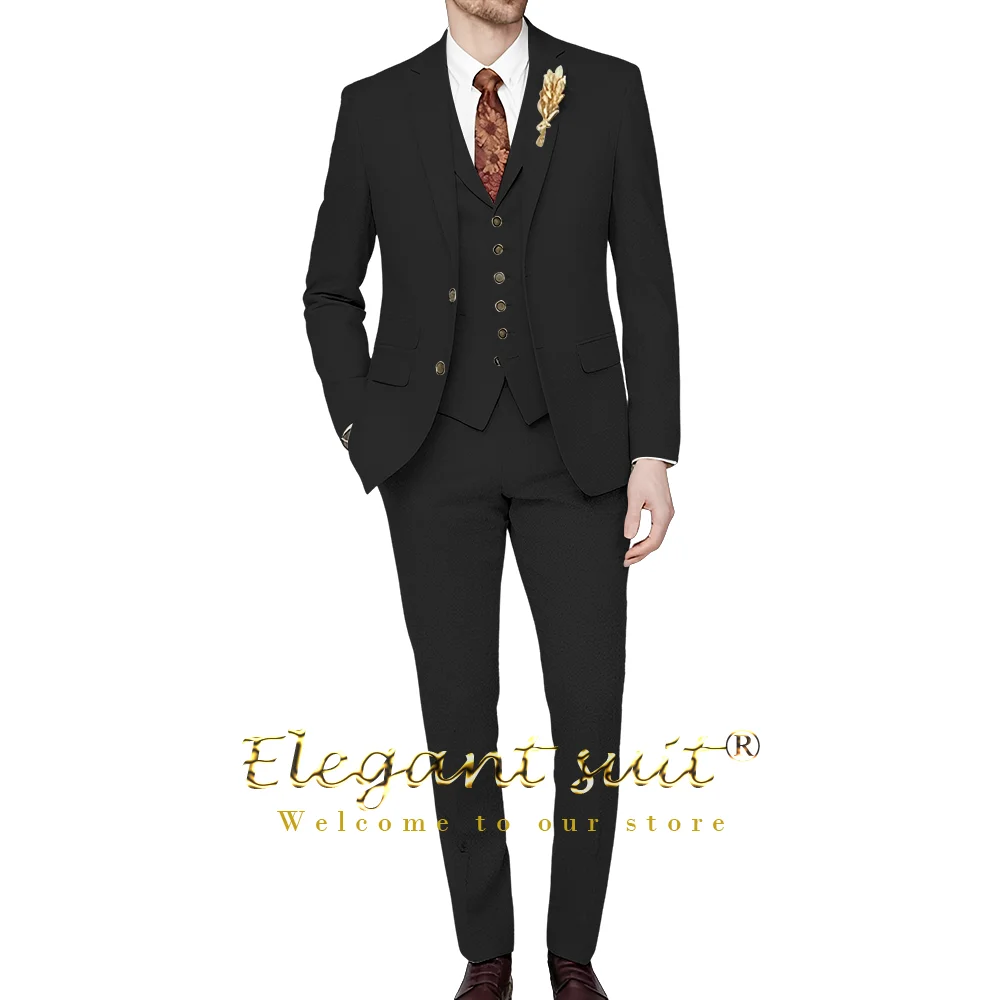 Men's wedding 3-piece suit dress, customized two-neck jacket, vest and trouser suit suitable for party, wedding, cocktail party