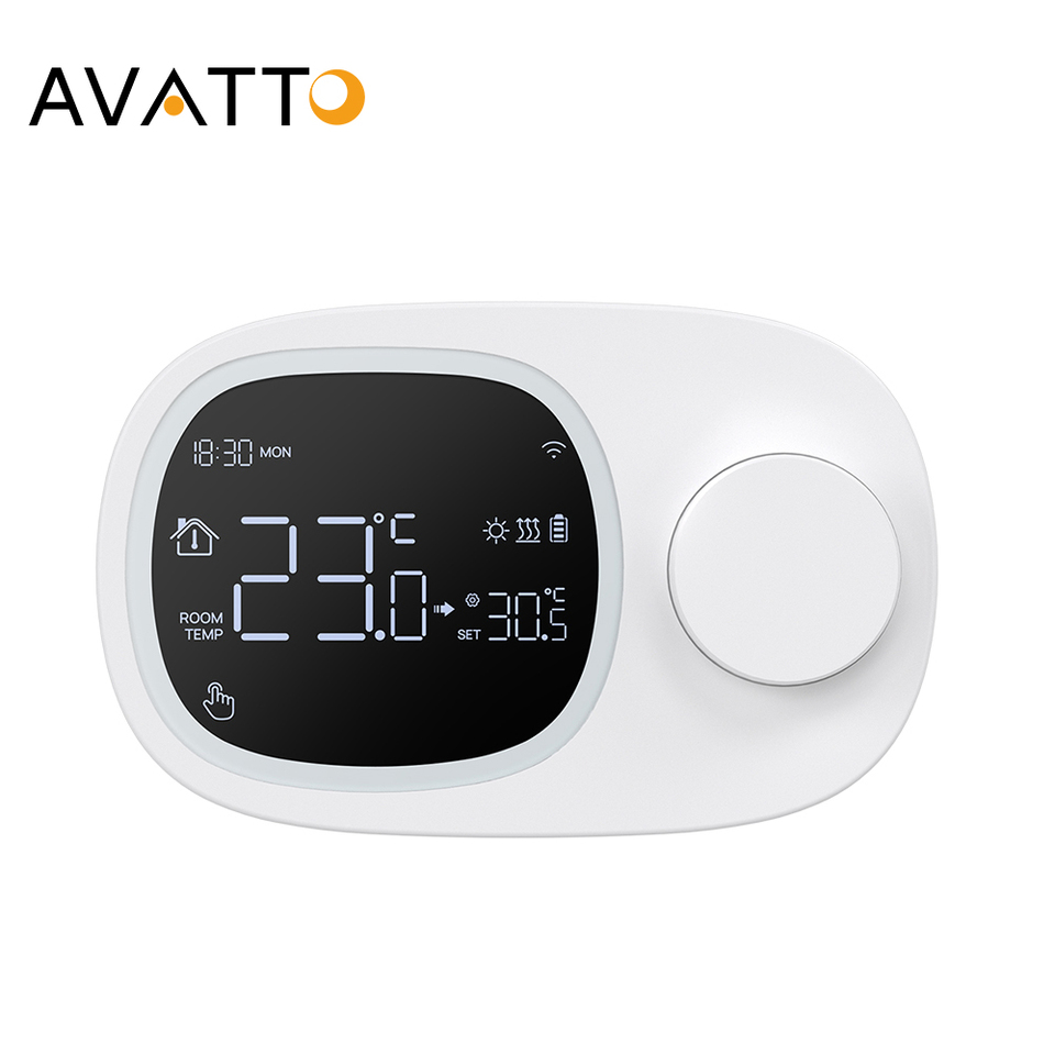 AVATTO Tuya WiFi Gas Boiler Thermostat,Battery-powered Temperature Controller for Heating and Cooling works Alexa Google home